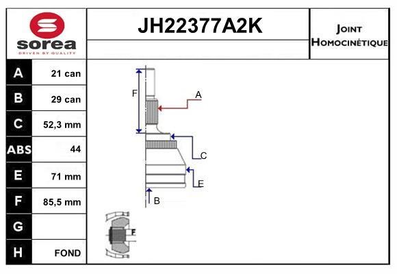 SNRA JH22377A2K CV joint JH22377A2K