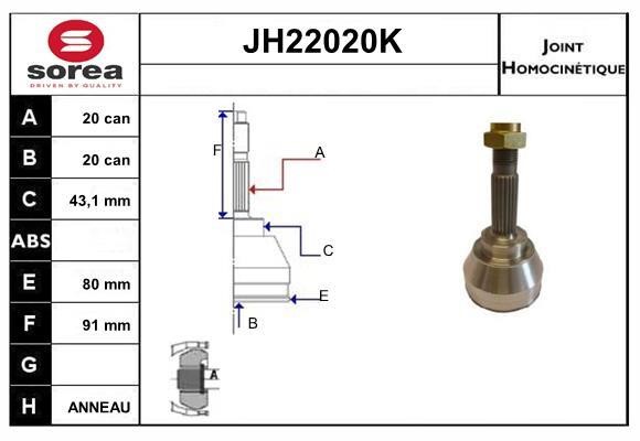 SNRA JH22020K CV joint JH22020K