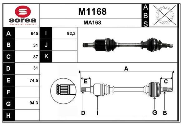 SNRA M1168 Drive shaft M1168