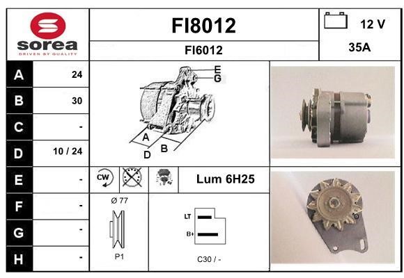 SNRA FI8012 Alternator FI8012