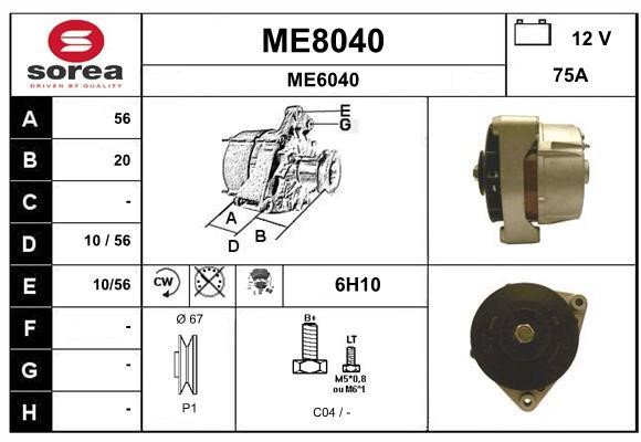 SNRA ME8040 Alternator ME8040