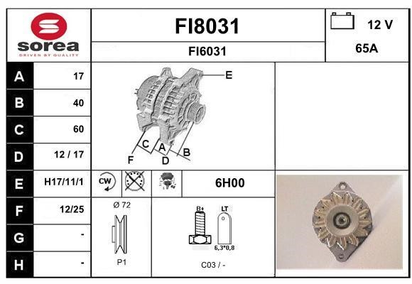 SNRA FI8031 Alternator FI8031