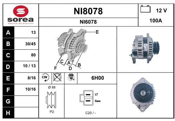 SNRA NI8078 Alternator NI8078