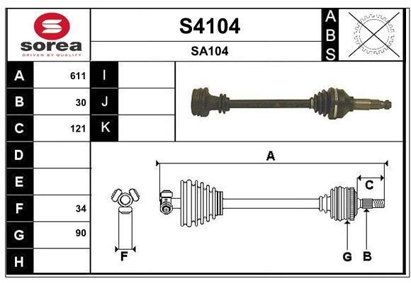 SNRA S4104 Drive Shaft S4104