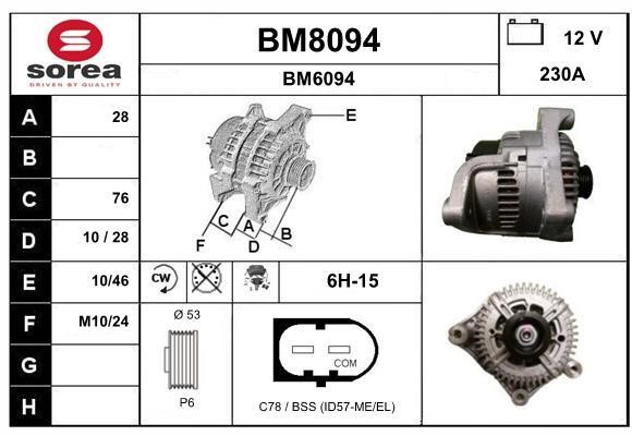 SNRA BM8094 Alternator BM8094