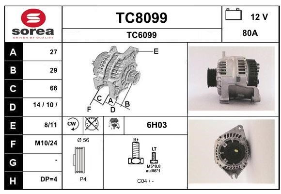 SNRA TC8099 Alternator TC8099
