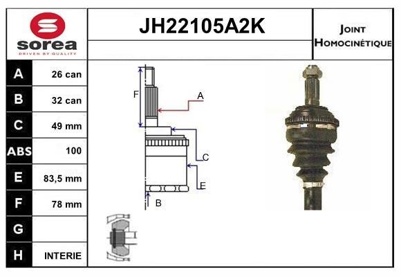 SNRA JH22105A2K CV joint JH22105A2K