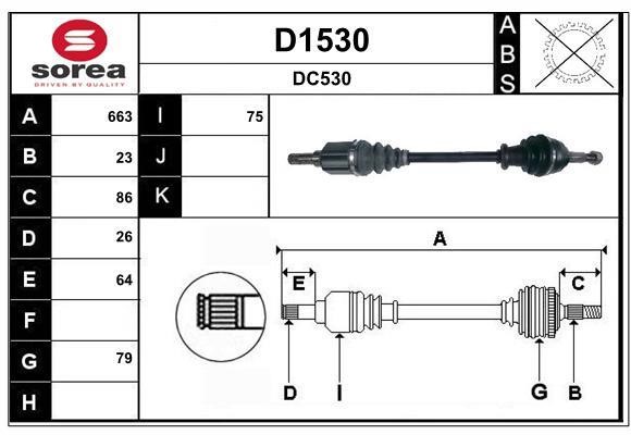 SNRA D1530 Drive shaft D1530