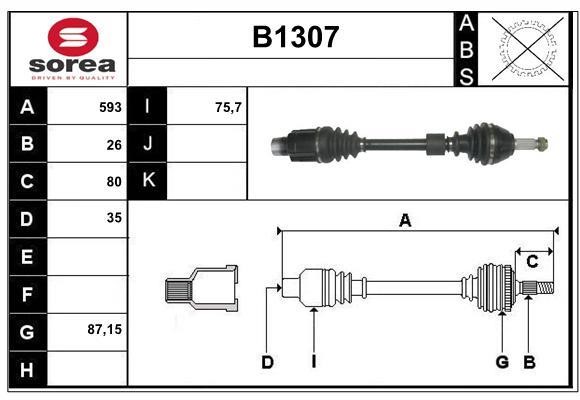 SNRA B1307 Drive shaft B1307