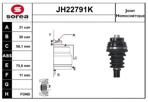SNRA JH22791K Joint kit, drive shaft JH22791K