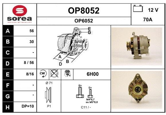 SNRA OP8052 Alternator OP8052