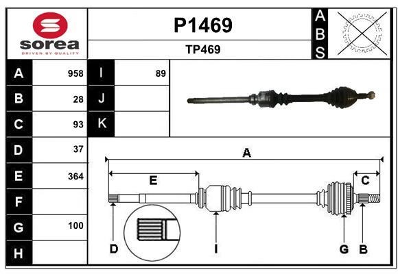 SNRA P1469 Drive Shaft P1469