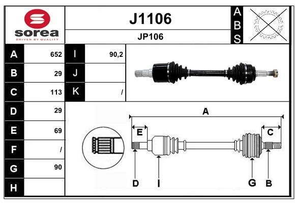 SNRA J1106 Drive shaft J1106