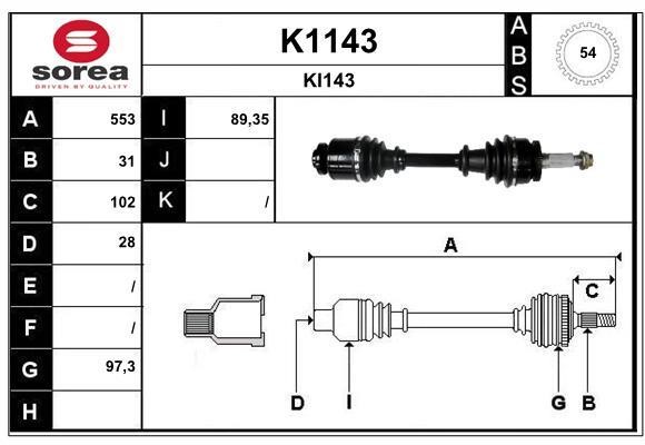 SNRA K1143 Drive shaft K1143