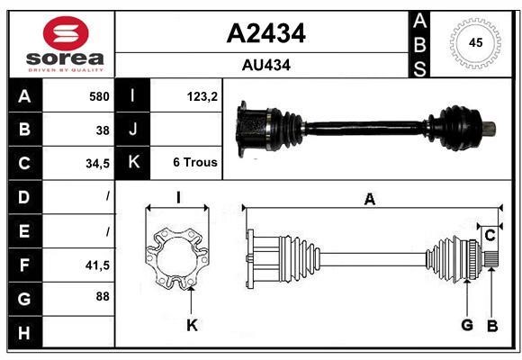 SNRA A2434 Drive shaft A2434