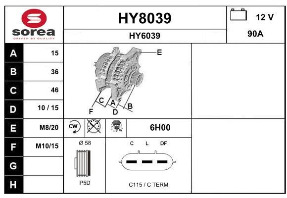 SNRA HY8039 Alternator HY8039