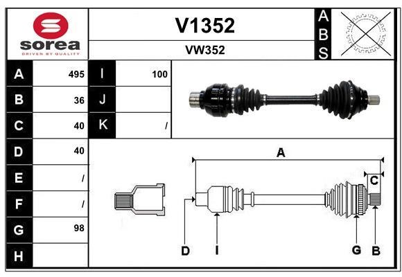 SNRA V1352 Drive shaft V1352