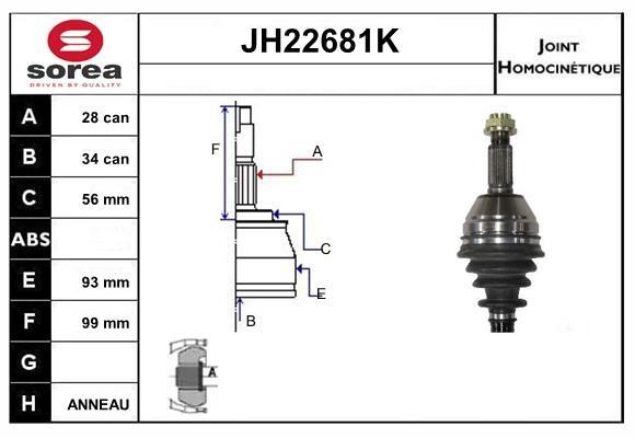 SNRA JH22681K Joint kit, drive shaft JH22681K