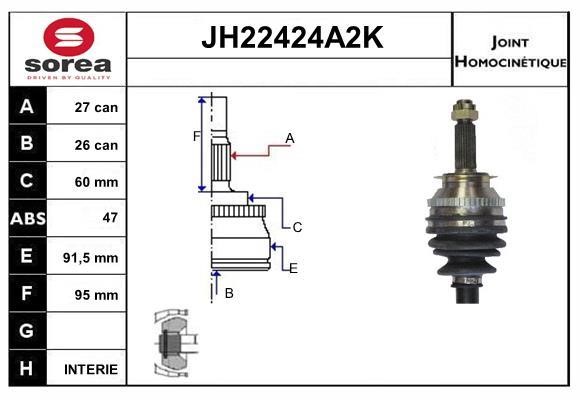 SNRA JH22424A2K Joint Kit, drive shaft JH22424A2K