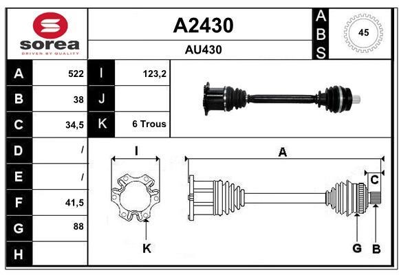 SNRA A2430 Drive shaft A2430