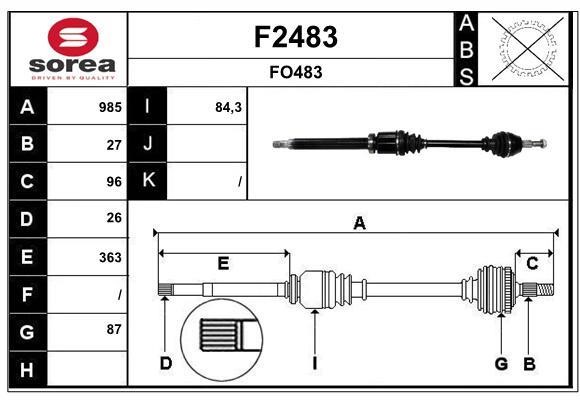 SNRA F2483 Drive shaft F2483