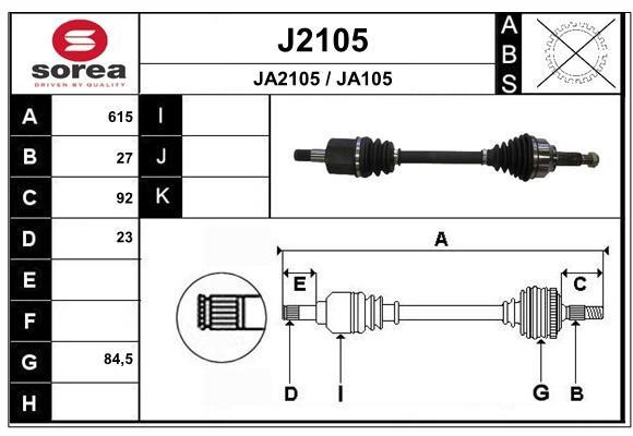 SNRA J2105 Drive shaft J2105