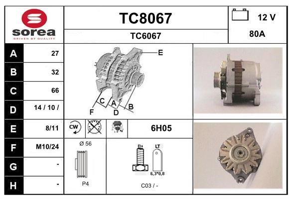 SNRA TC8067 Alternator TC8067