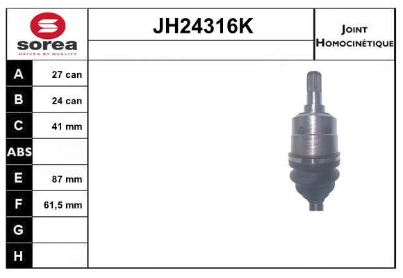 SNRA JH24316K Joint kit, drive shaft JH24316K