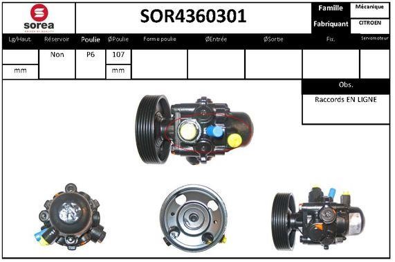 SNRA SOR4360301 Hydraulic Pump, steering system SOR4360301