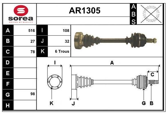 SNRA AR1305 Drive shaft AR1305
