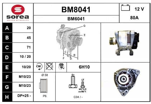SNRA BM8041 Alternator BM8041