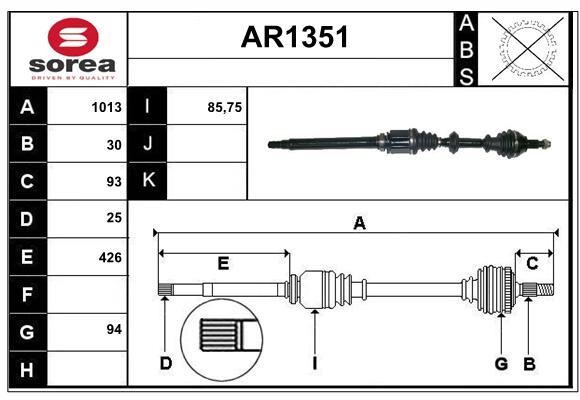 SNRA AR1351 Drive shaft AR1351
