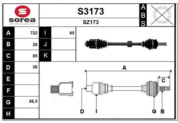 SNRA S3173 Drive shaft S3173