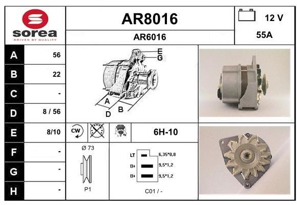 SNRA AR8016 Alternator AR8016