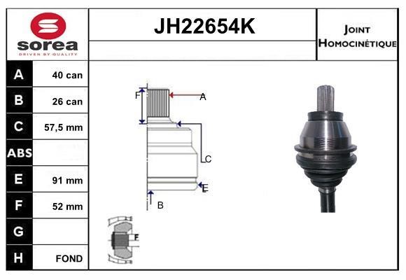 SNRA JH22654K Joint kit, drive shaft JH22654K