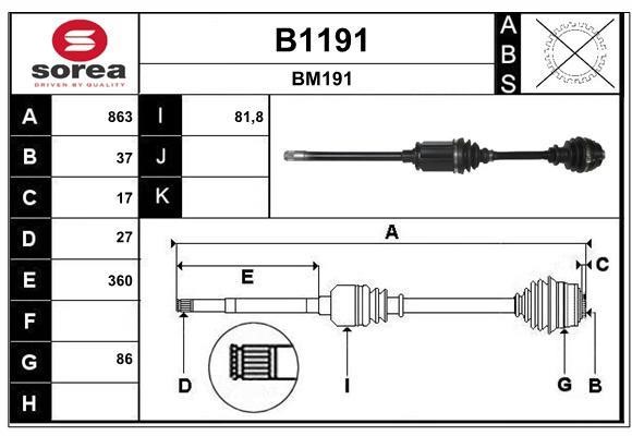 SNRA B1191 Drive shaft B1191