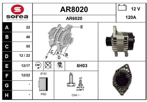 SNRA AR8020 Alternator AR8020