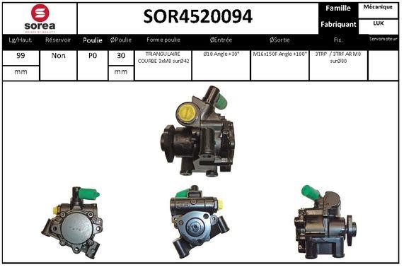 SNRA SOR4520094 Hydraulic Pump, steering system SOR4520094