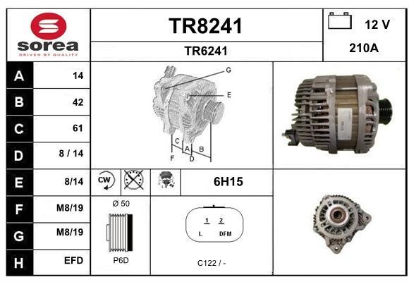 SNRA TR8241 Alternator TR8241