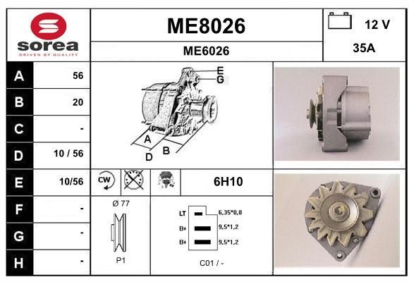 SNRA ME8026 Alternator ME8026