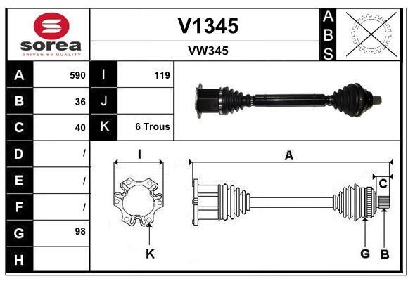 SNRA V1345 Drive shaft V1345