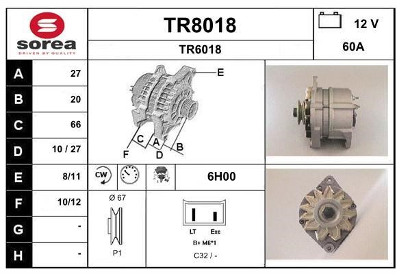 SNRA TR8018 Alternator TR8018