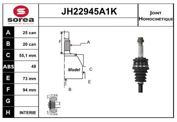 SNRA JH22945A1K Joint kit, drive shaft JH22945A1K