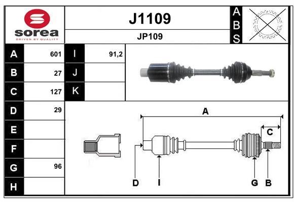 SNRA J1109 Drive shaft J1109