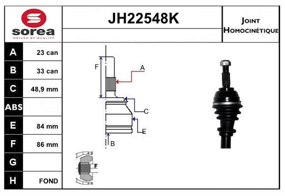 SNRA JH22548K Joint kit, drive shaft JH22548K