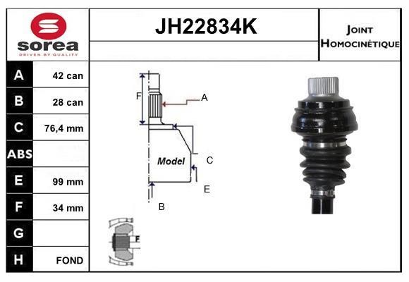 SNRA JH22834K Joint kit, drive shaft JH22834K