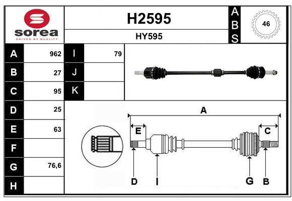 SNRA H2595 Drive shaft H2595