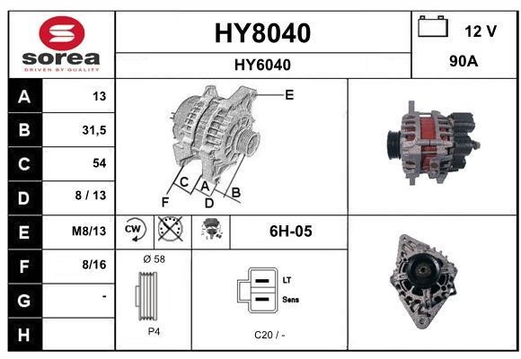 SNRA HY8040 Alternator HY8040