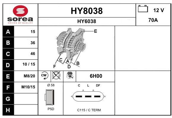 SNRA HY8038 Alternator HY8038
