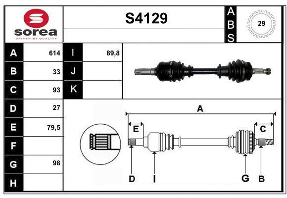 SNRA S4129 Drive shaft S4129